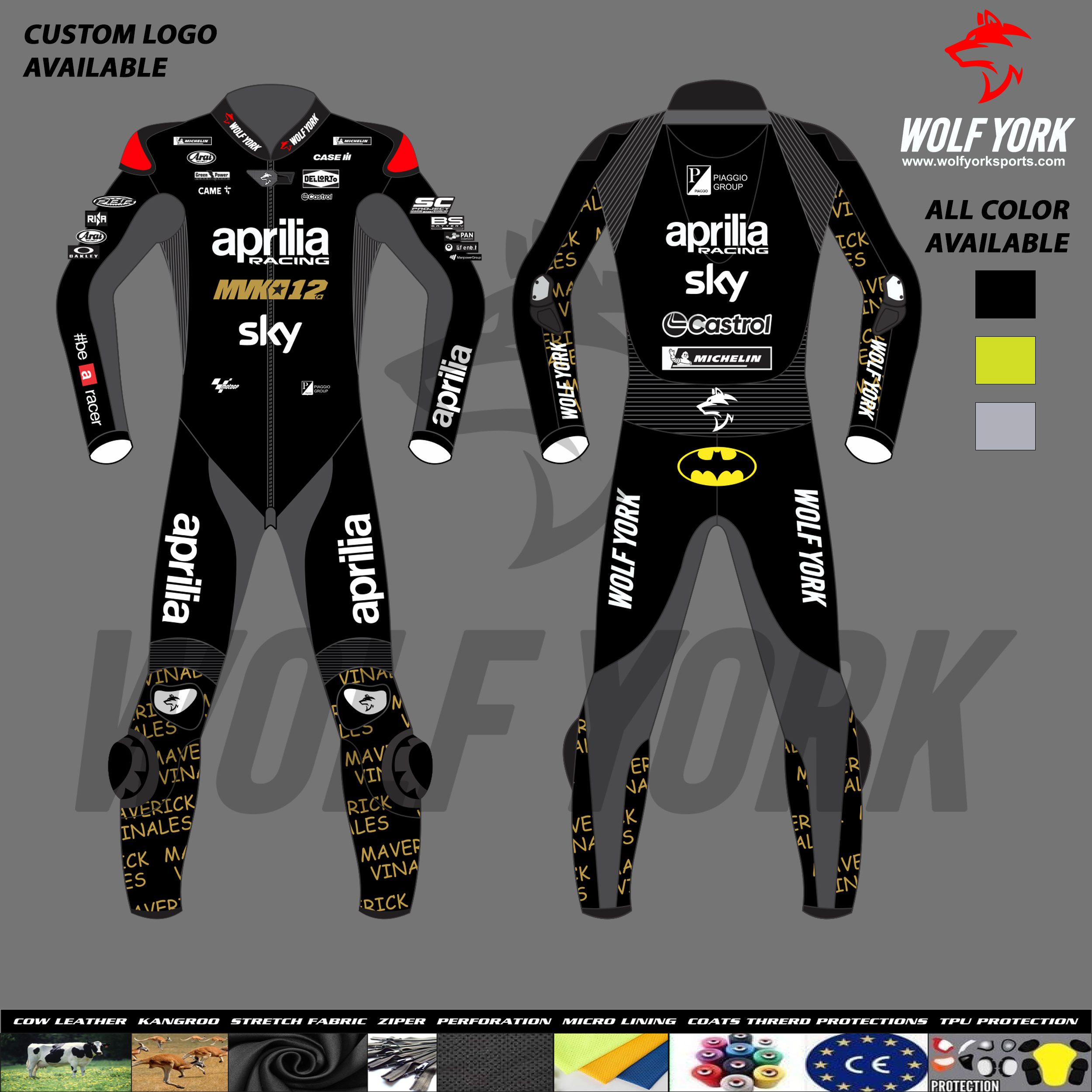 Maverick Vinales 2024 Winter Test Aprilia Leather Racing Suit