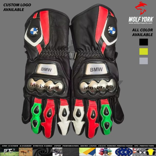 BMW Motorrad premium Leather Racing Gloves for Motorcycle Riders