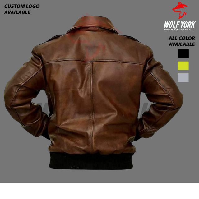 Men's brown full zipper leather jacket with a stand-up collar, front zipper closure, and zippered side pockets, designed for style, durability, and comfort. Perfect for casual and semi-formal wear